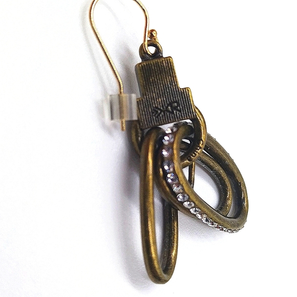 SILPADA Swarovski Crystals KR Modern Maven Brass 2" Drop Dangle Earrings - Picture 4 of 5